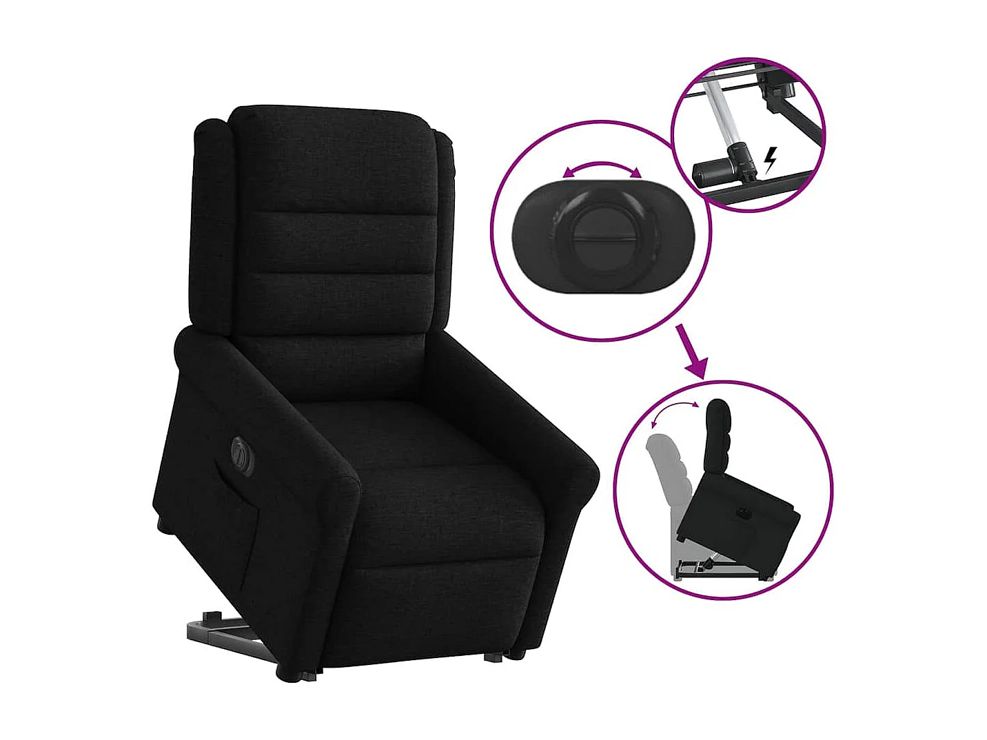 Fauteuil inclinable électrique-Chaise de relax-Fauteuil TV noir tissu SHL3084