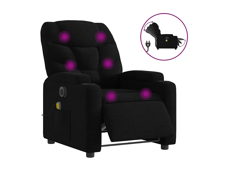 Sillón de relax | Sillón reclinable de masaje eléctrico tela negro SHL2545