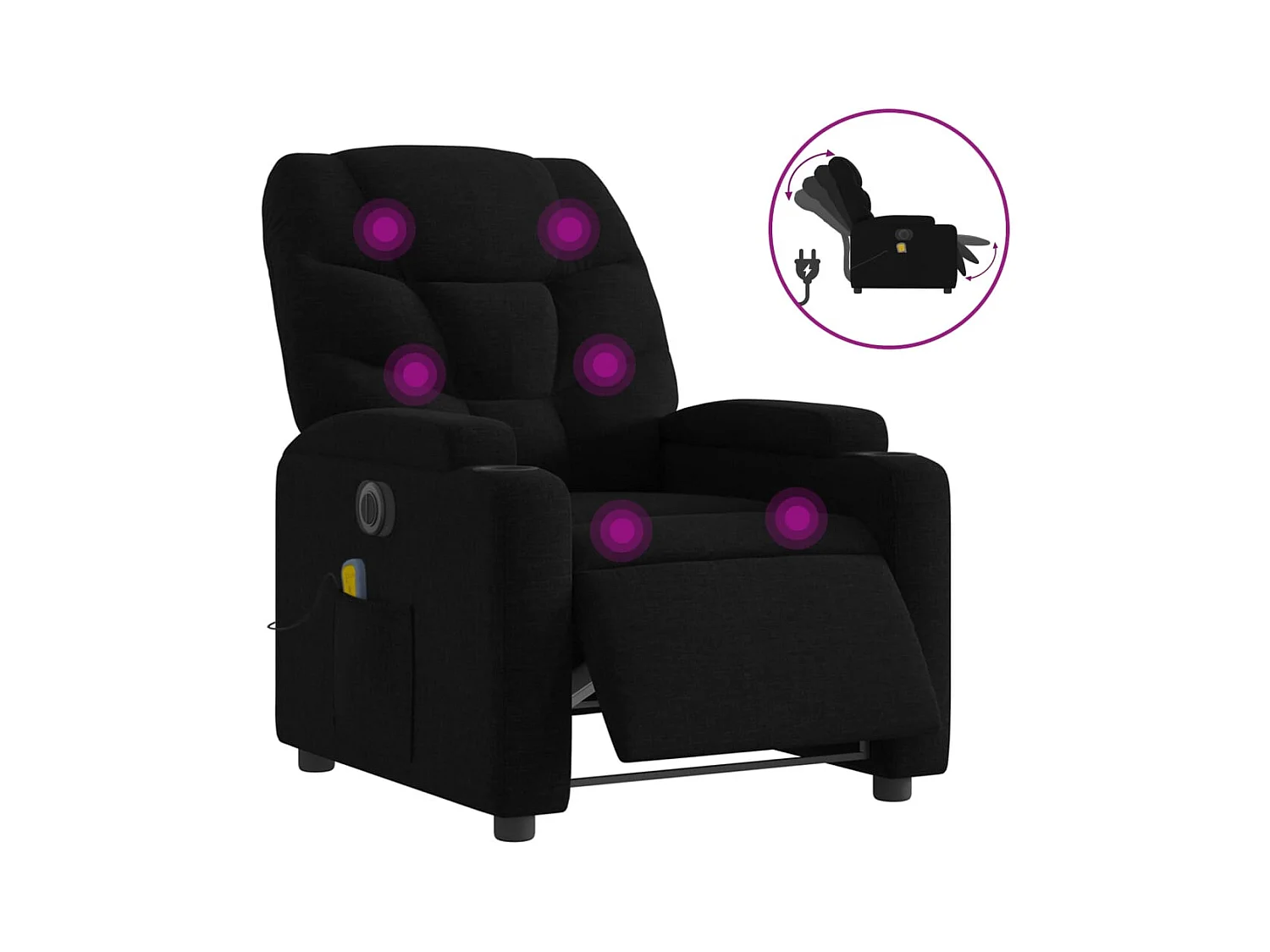 Fauteuil inclinable électrique-Fauteuil de massage pour Salon Noir Tissu SHL2019