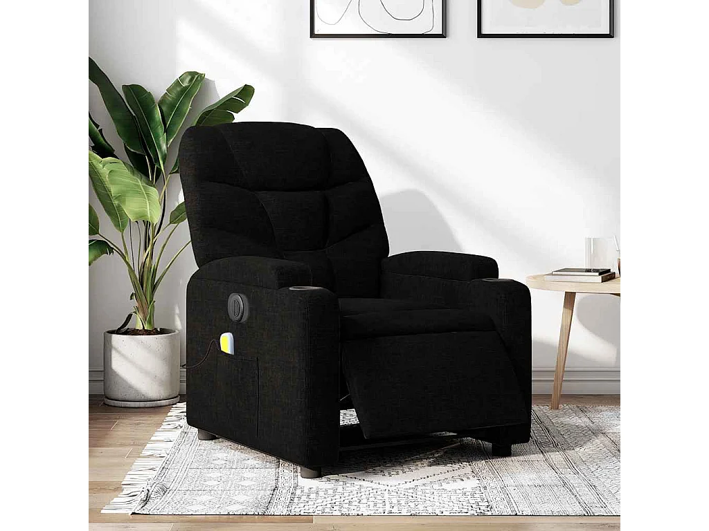 Fauteuil inclinable électrique-Fauteuil de massage pour Salon Noir Tissu SHL2019
