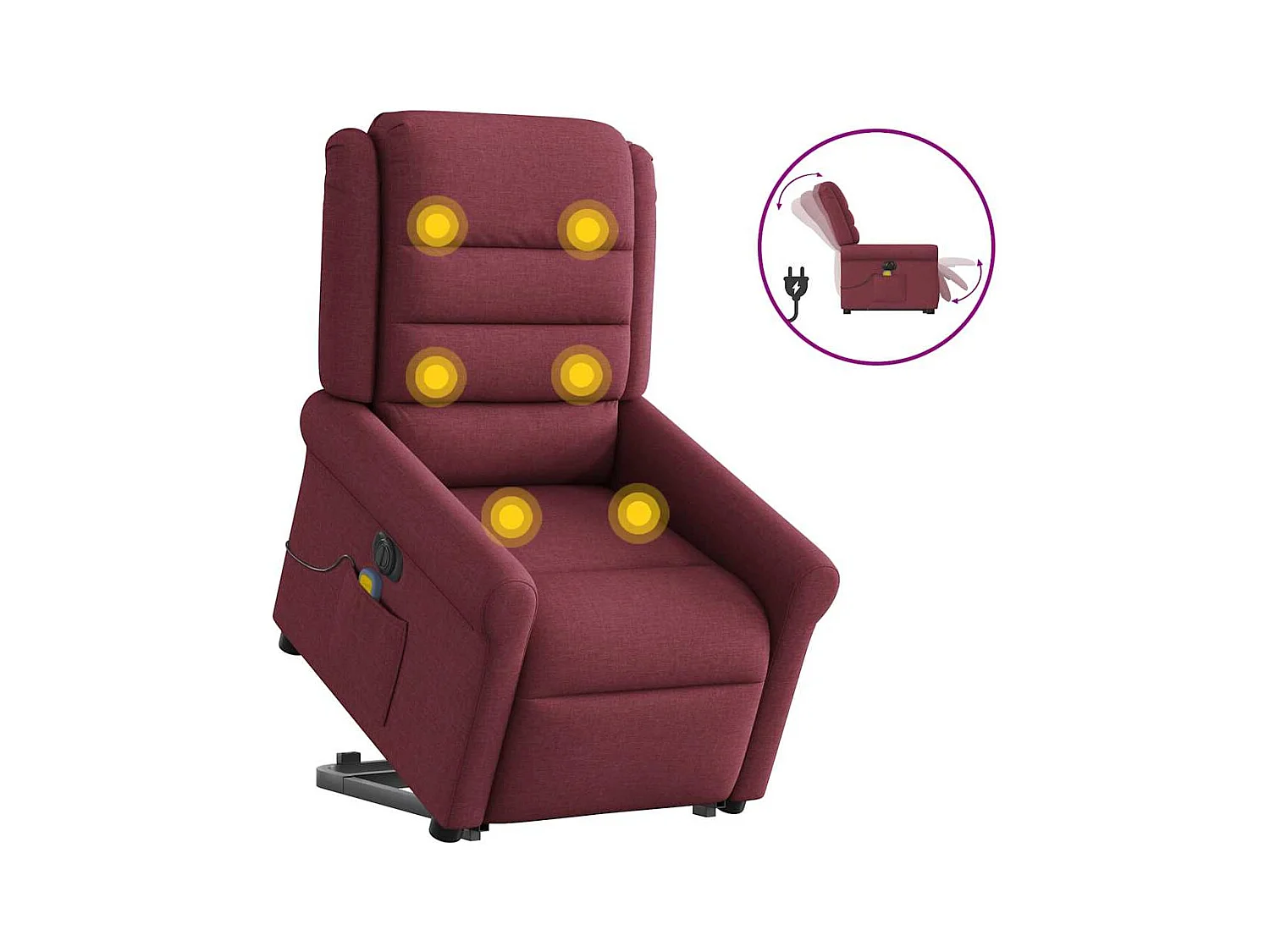 Sillón de salón | Silla | Sillón de masaje eléctrico reclinable elevable tela rojo tinto SHL7241