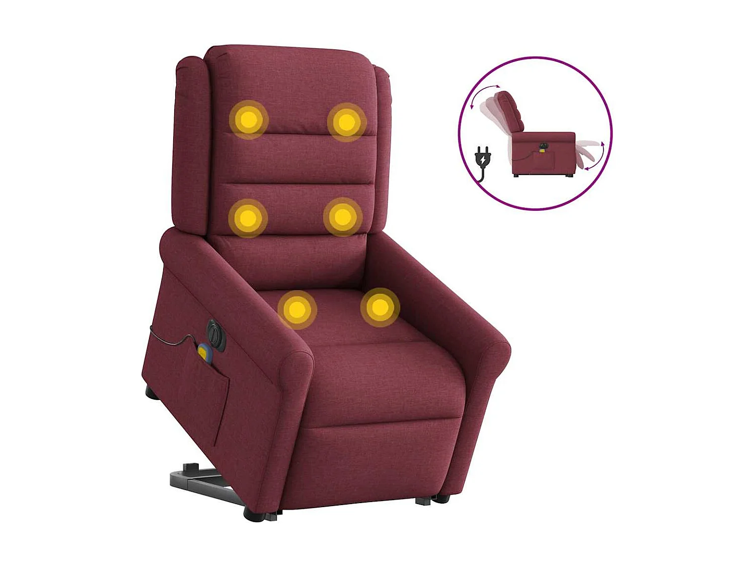 Fauteuil inclinable électrique-Chaise de relax-Fauteuil de Massage Rouge bordeaux Tissu SHL1645