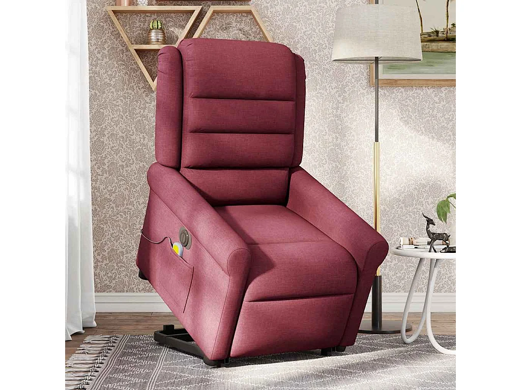 Fauteuil inclinable électrique-Chaise de relax-Fauteuil de Massage Rouge bordeaux Tissu SHL1645