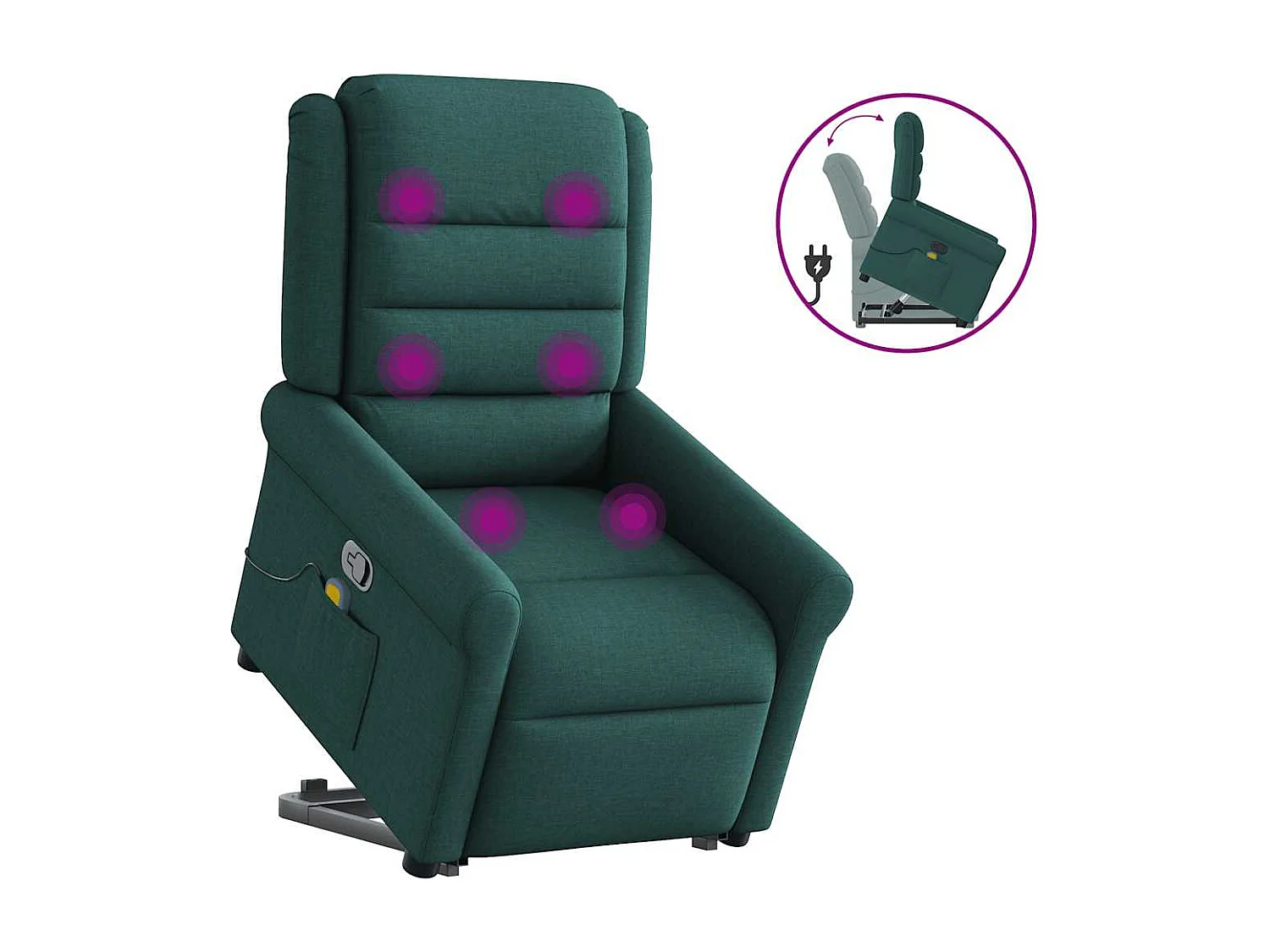 Fauteuil inclinable-Chaise de relax-Fauteuil de Massage Vert foncé Tissu SHL995