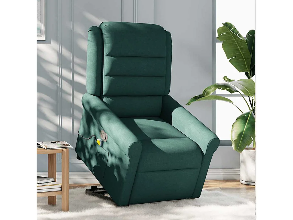 Fauteuil inclinable-Chaise de relax-Fauteuil de Massage Vert foncé Tissu SHL995
