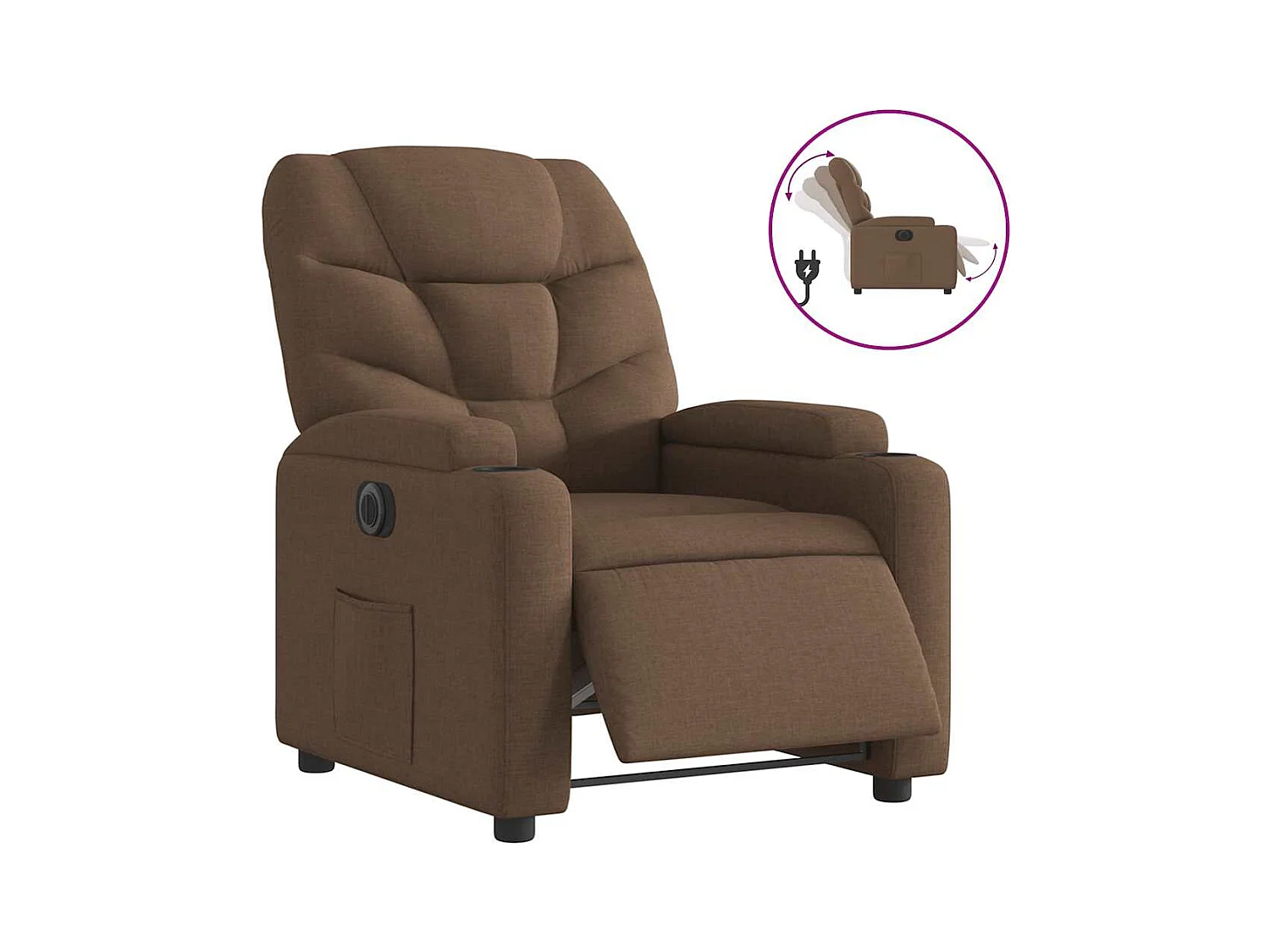 Fauteuil inclinable électrique-Chaise de relax-Fauteuil salon Marron Tissu SHL4424
