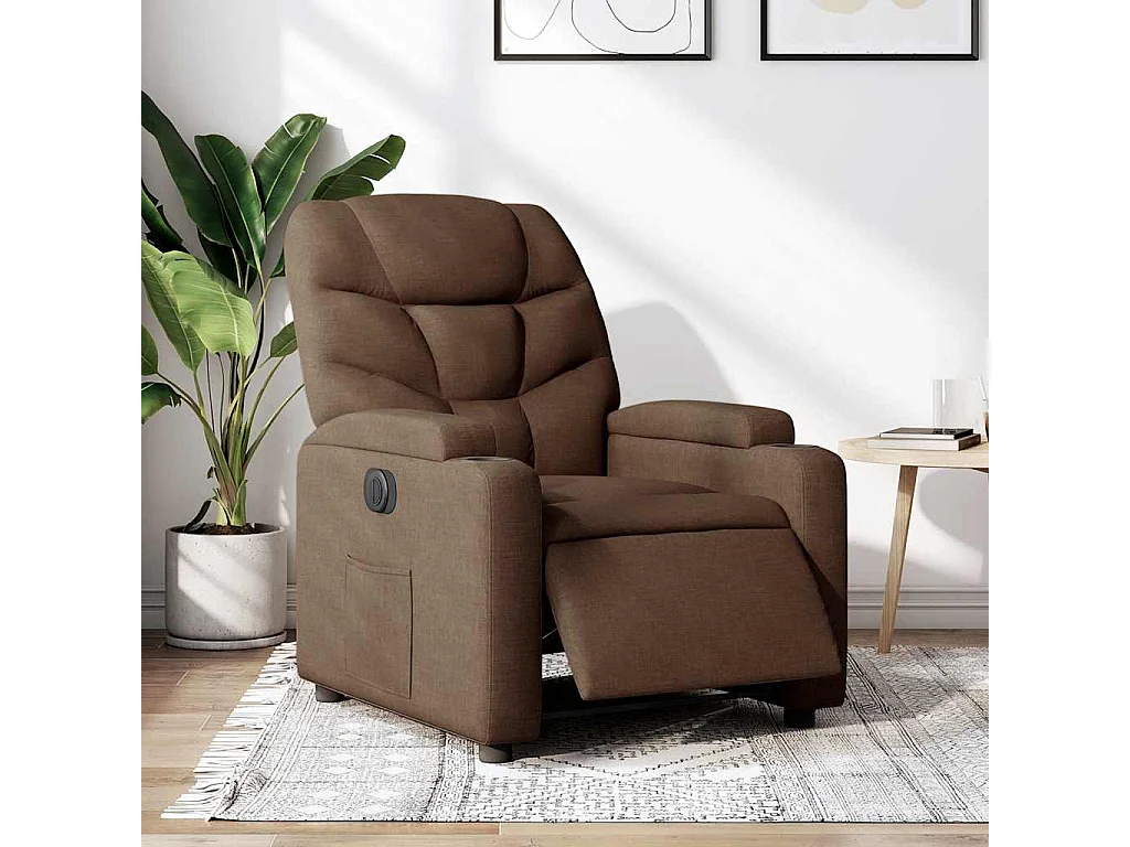 Fauteuil inclinable électrique-Chaise de relax-Fauteuil salon Marron Tissu SHL4424
