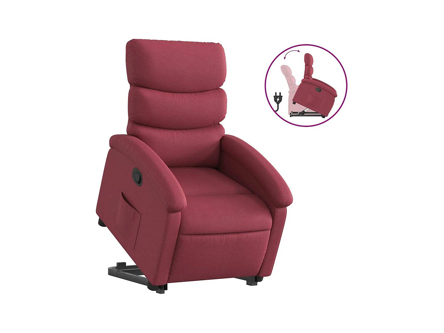 Fauteuil inclinable-Chaise de relax-Fauteuil TV rouge bordeaux tissu SHL4608
