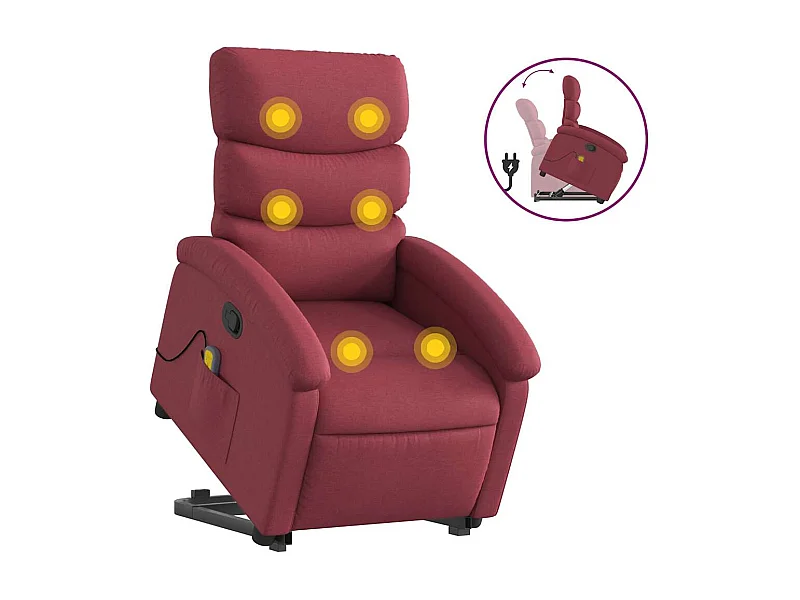 Fauteuil inclinable-Chaise-Fauteuil de Massage Rouge bordeaux Tissu SHL2778