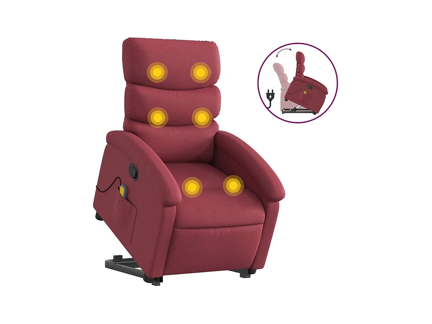 Fauteuil inclinable-Chaise-Fauteuil de Massage Rouge bordeaux Tissu SHL2778