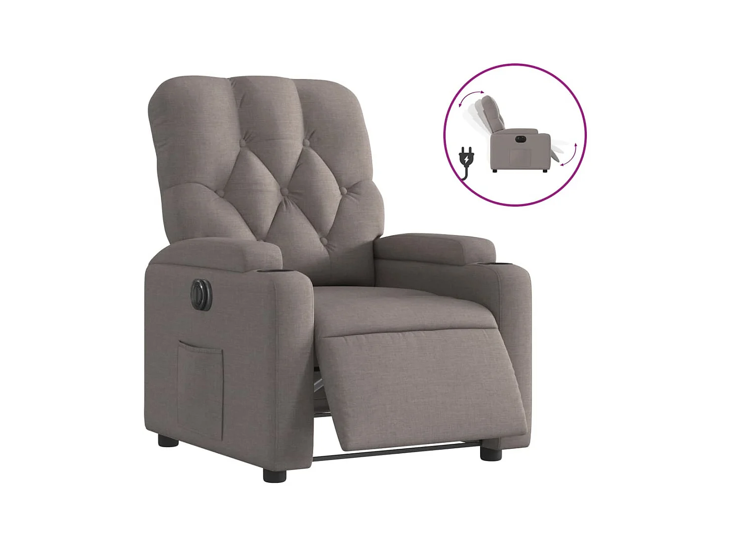 Fauteuil inclinable électrique-Chaise de relax-Fauteuil salon Taupe Tissu SHL1077