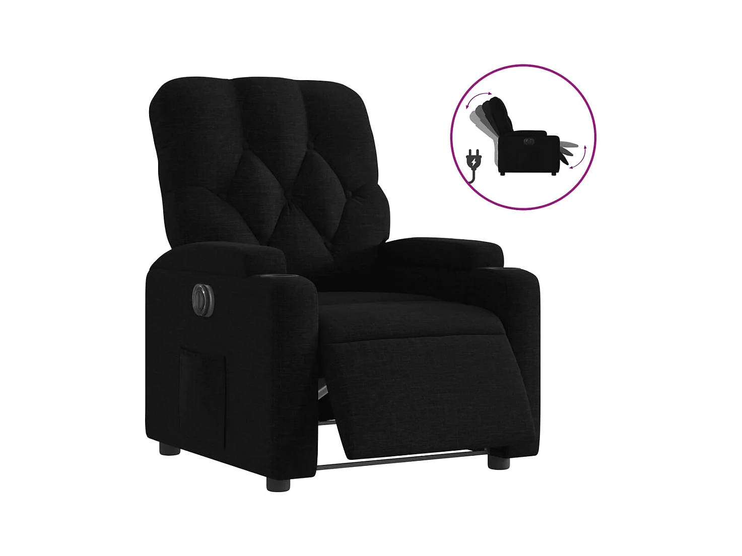 Fauteuil inclinable électrique-Chaise de relax-Fauteuil salon Noir Tissu SHL3770