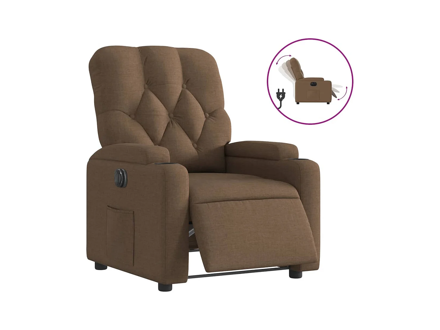 Fauteuil inclinable électrique-Chaise de relax-Fauteuil salon Marron Tissu SHL5444