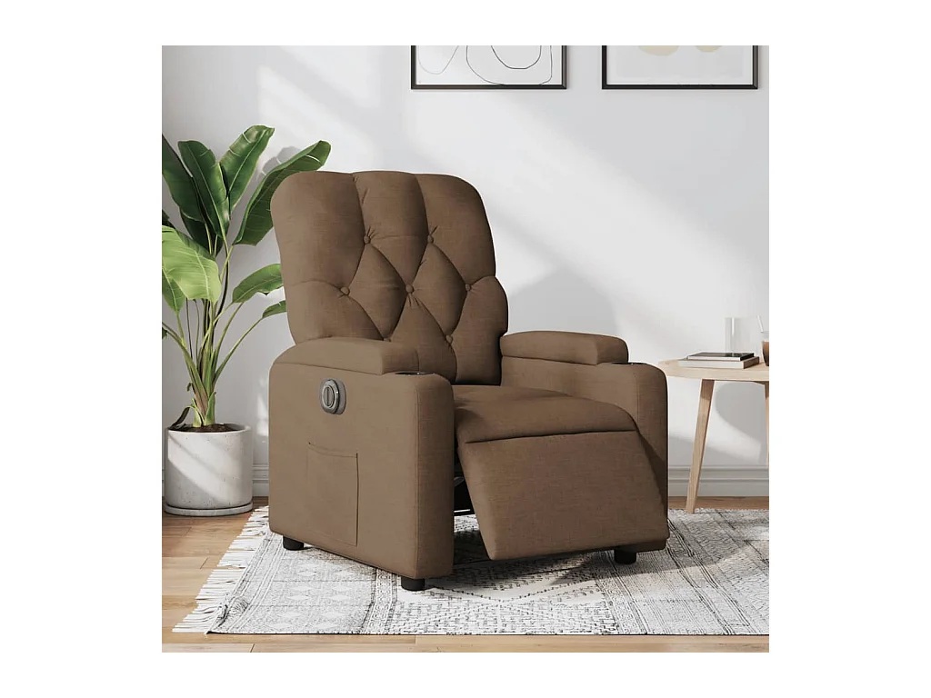 Fauteuil inclinable électrique-Chaise de relax-Fauteuil salon Marron Tissu SHL5444