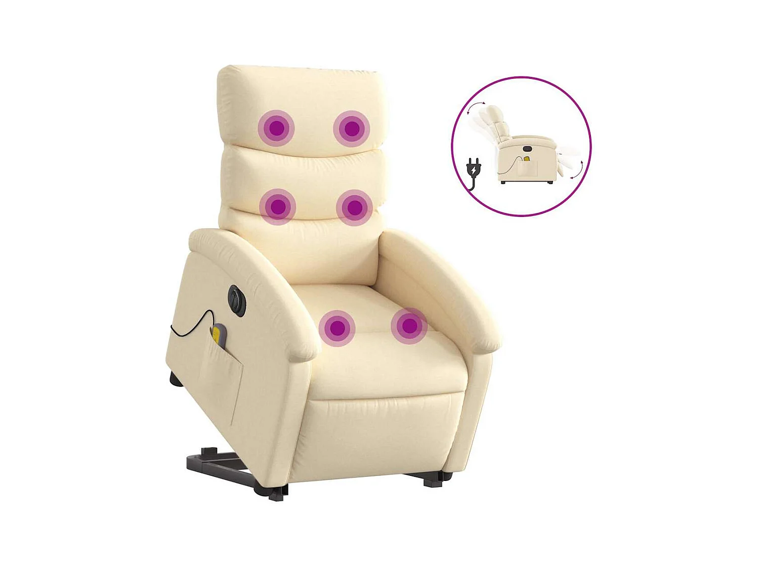 Fauteuil inclinable électrique-Chaise-Fauteuil de Massage Crème Tissu SHL3790