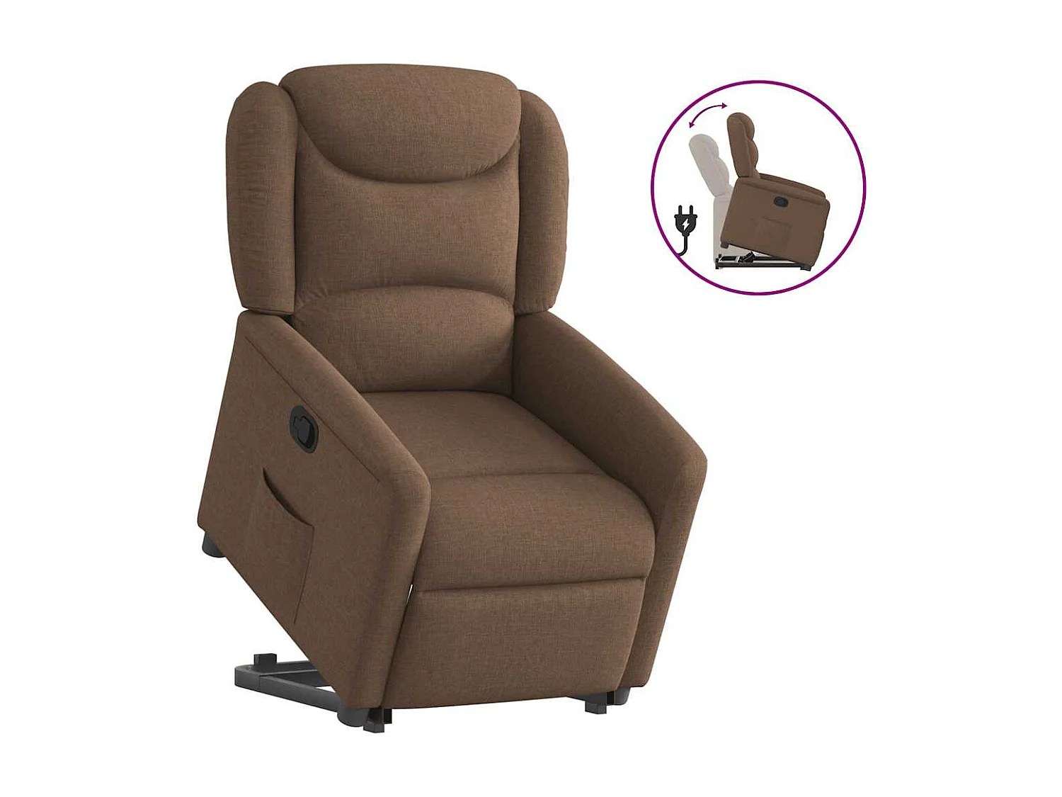 Fauteuil inclinable-Chaise de relax-Fauteuil TV Marron Tissu SHL4844