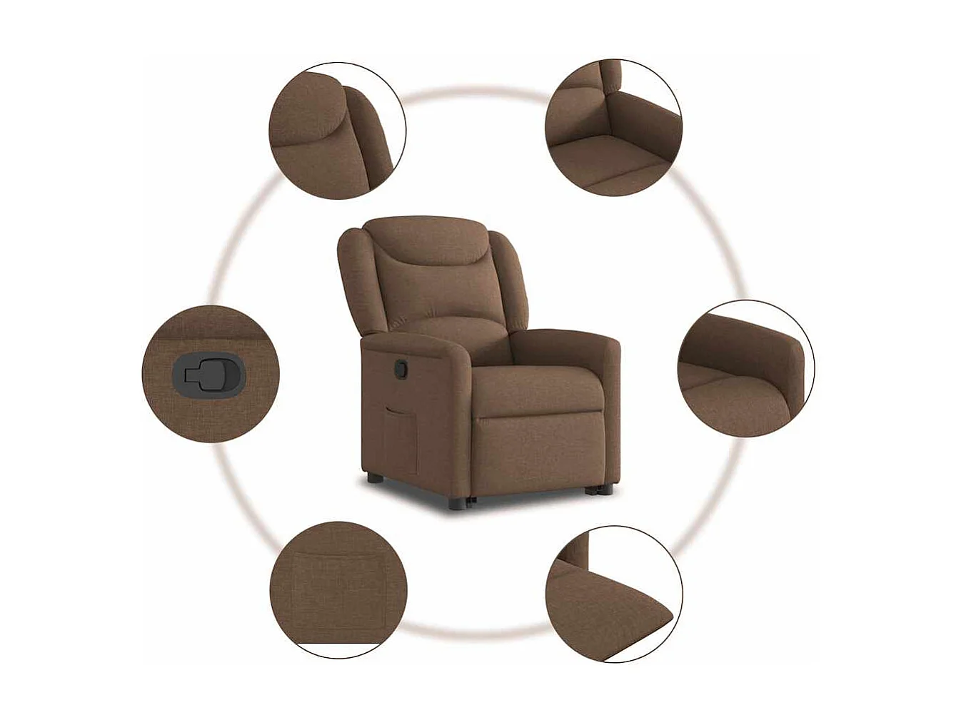 Fauteuil inclinable-Chaise de relax-Fauteuil TV Marron Tissu SHL4844