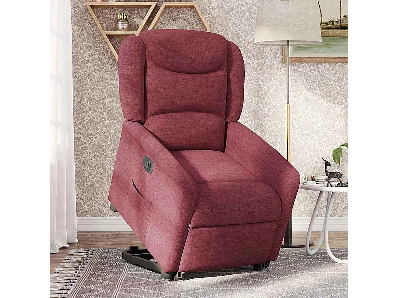 Silla de relax | Sillón eléctrico reclinable elevable de tela rojo tinto SHL7947