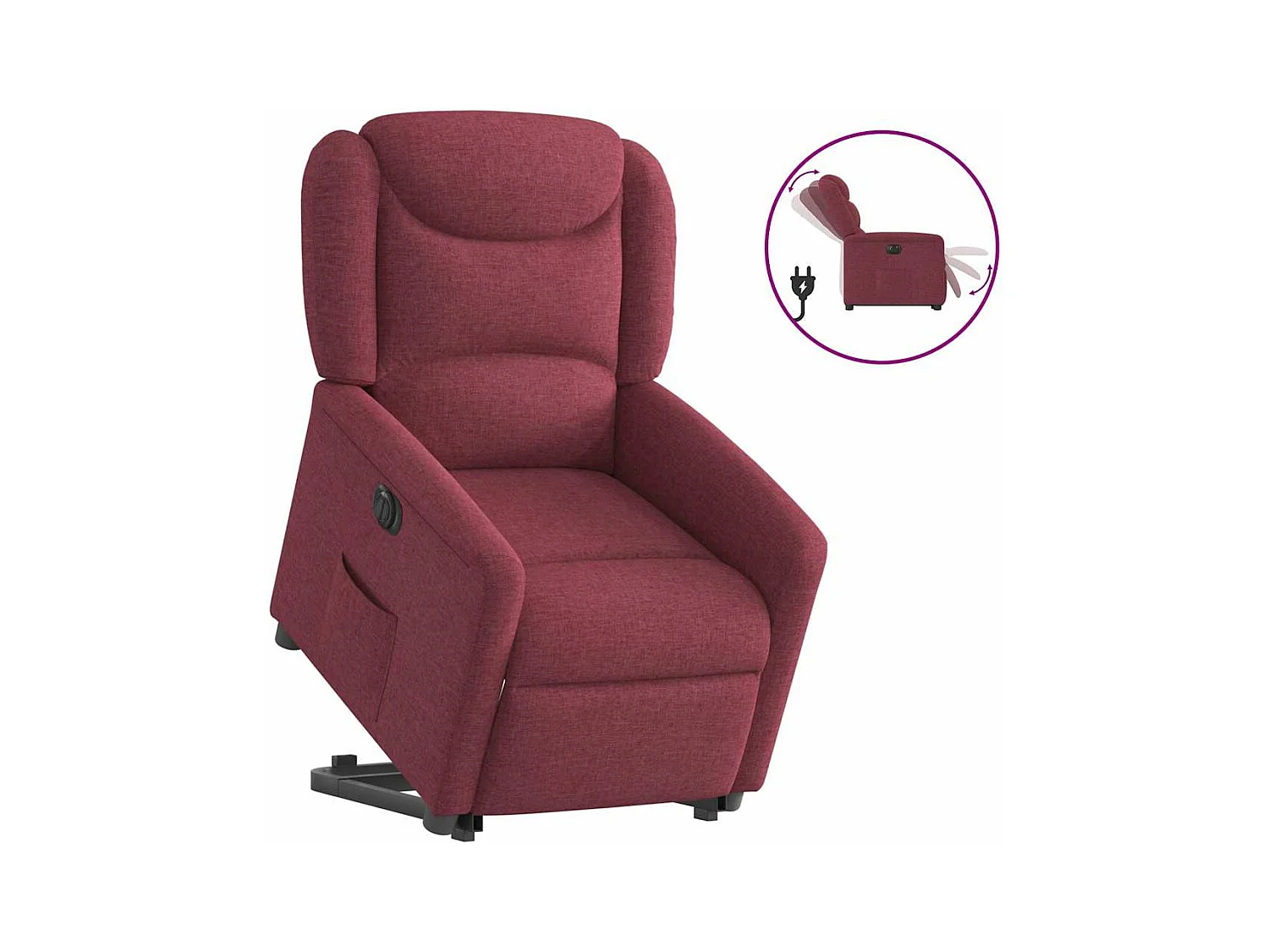 Silla de relax | Sillón eléctrico reclinable elevable de tela rojo tinto SHL7947