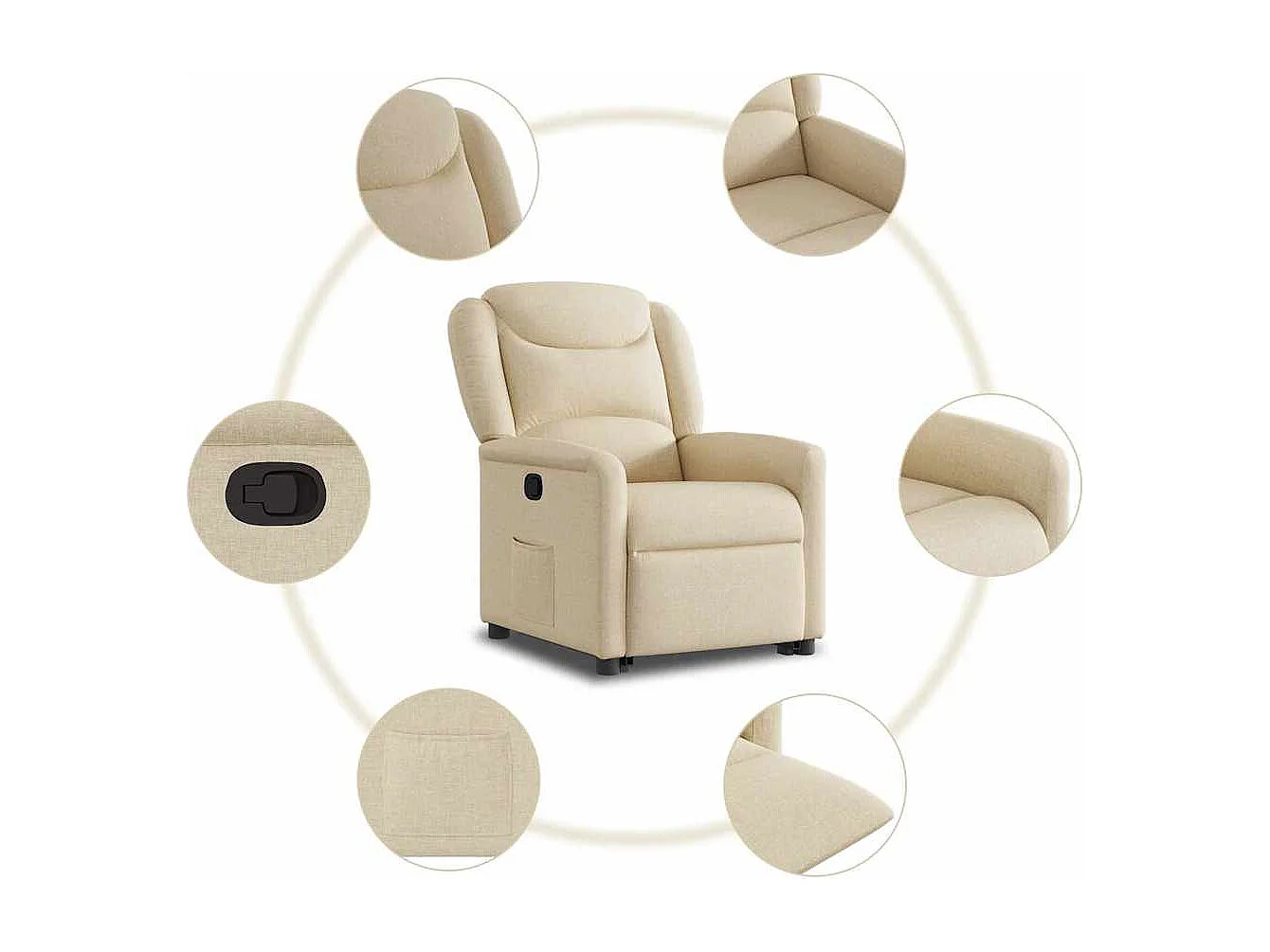 Fauteuil inclinable-Chaise de relax-Fauteuil salon Crème Tissu SHL4454