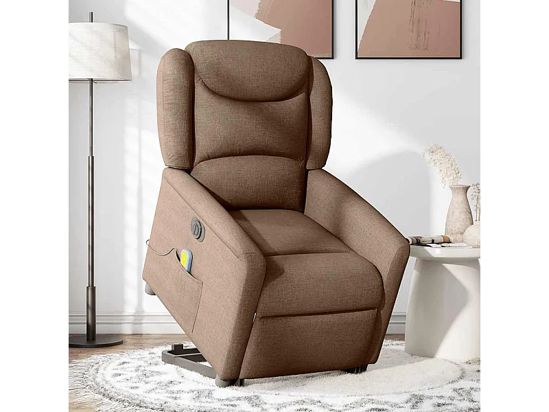 Fauteuil inclinable électrique-Chaise de relax-Fauteuil de Massage Marron Tissu SHL3001