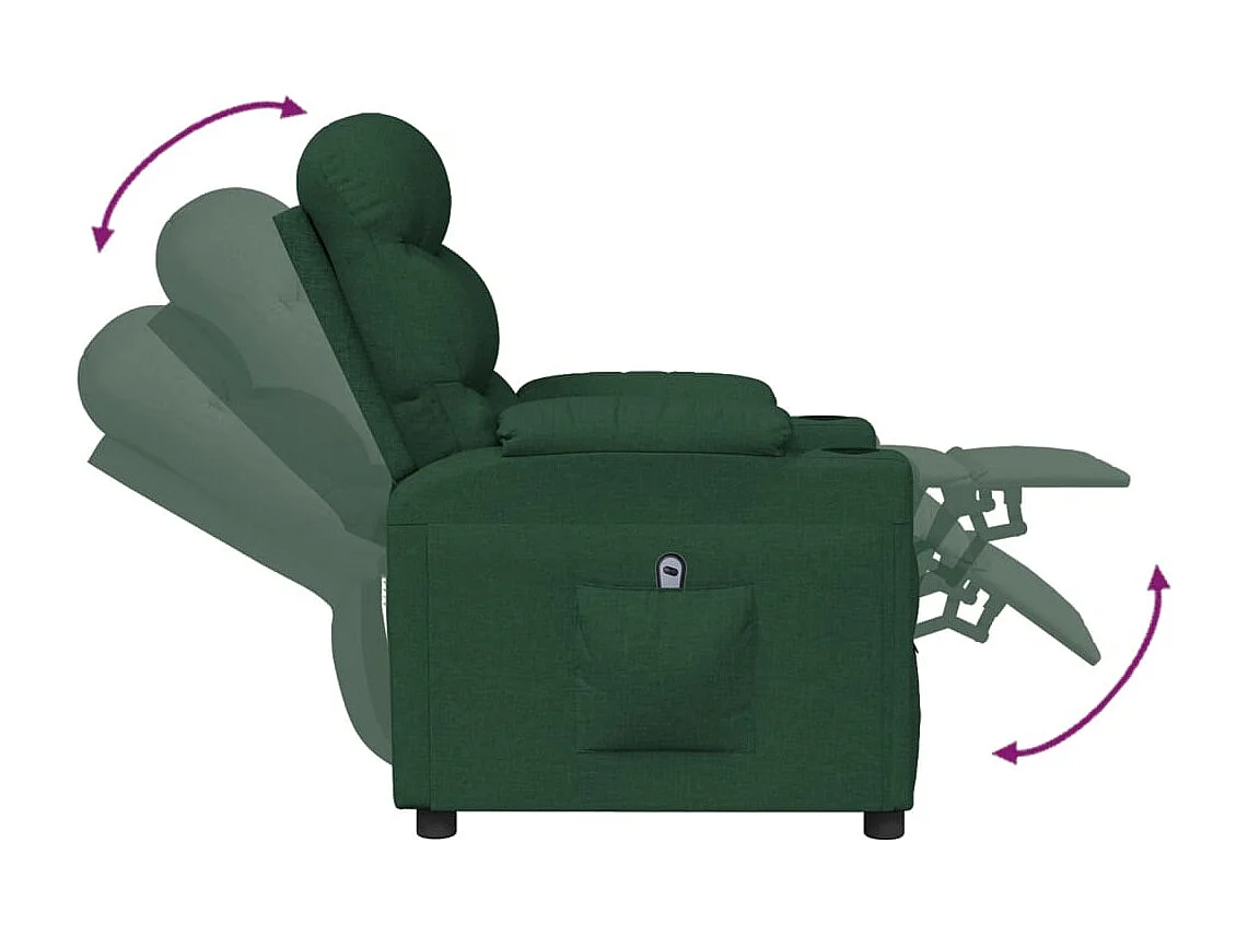 Fauteuil inclinable électrique-Chaise de relax-Fauteuil salon Vert foncé Tissu SHL2527