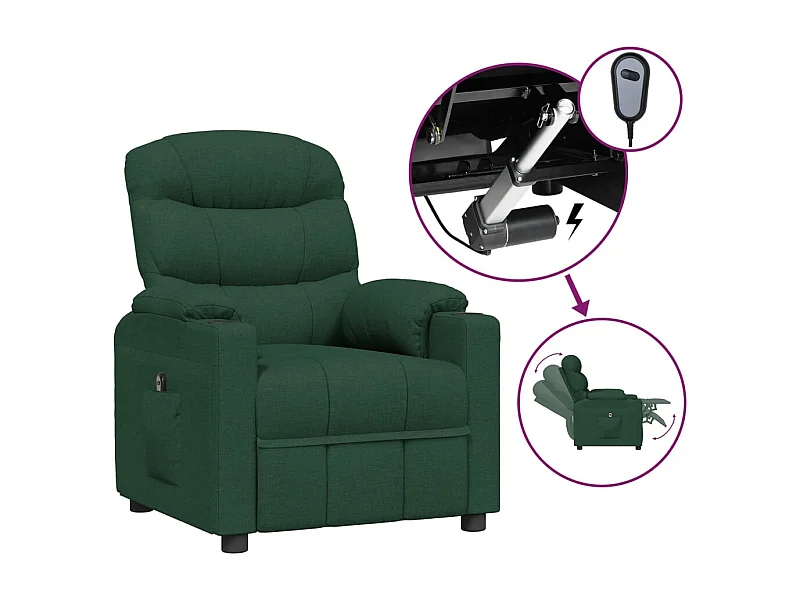 Sillón de relax | Silla | Sillón reclinable eléctrico tela verde oscuro SHL2032