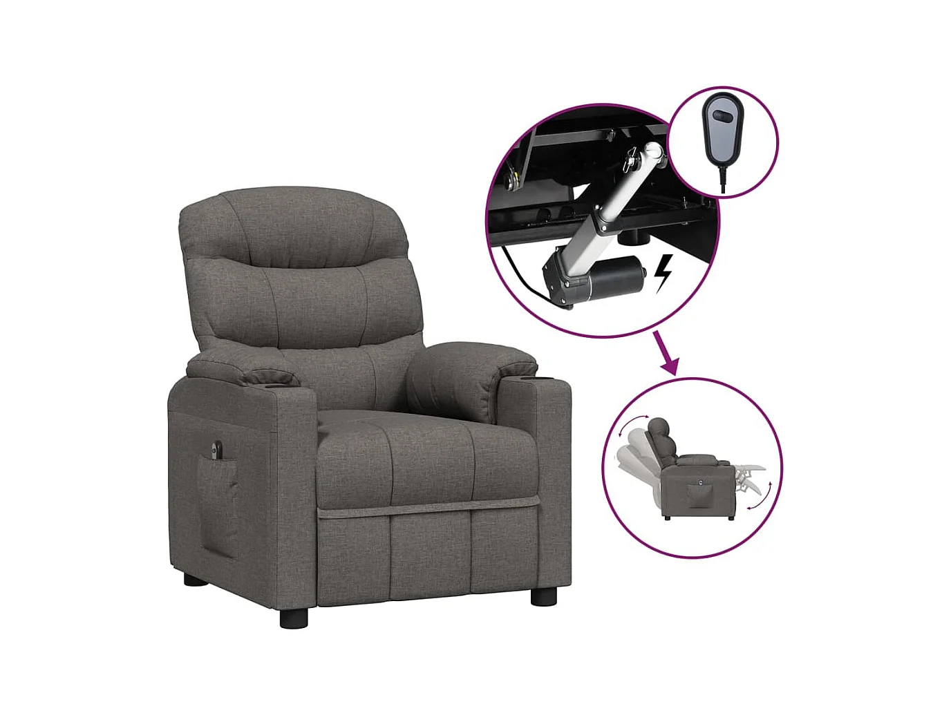 Poltrona Confortável | Poltrona reclinável elétrica tecido cinzento-escuro SHL761105