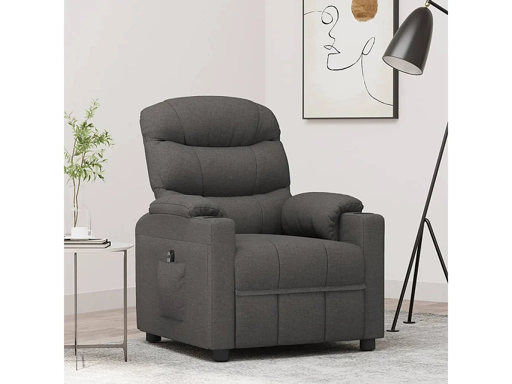 Relaxsessel Elektrisch | Lounge Sessel indoor Dunkelgrau Stoff SHL62862