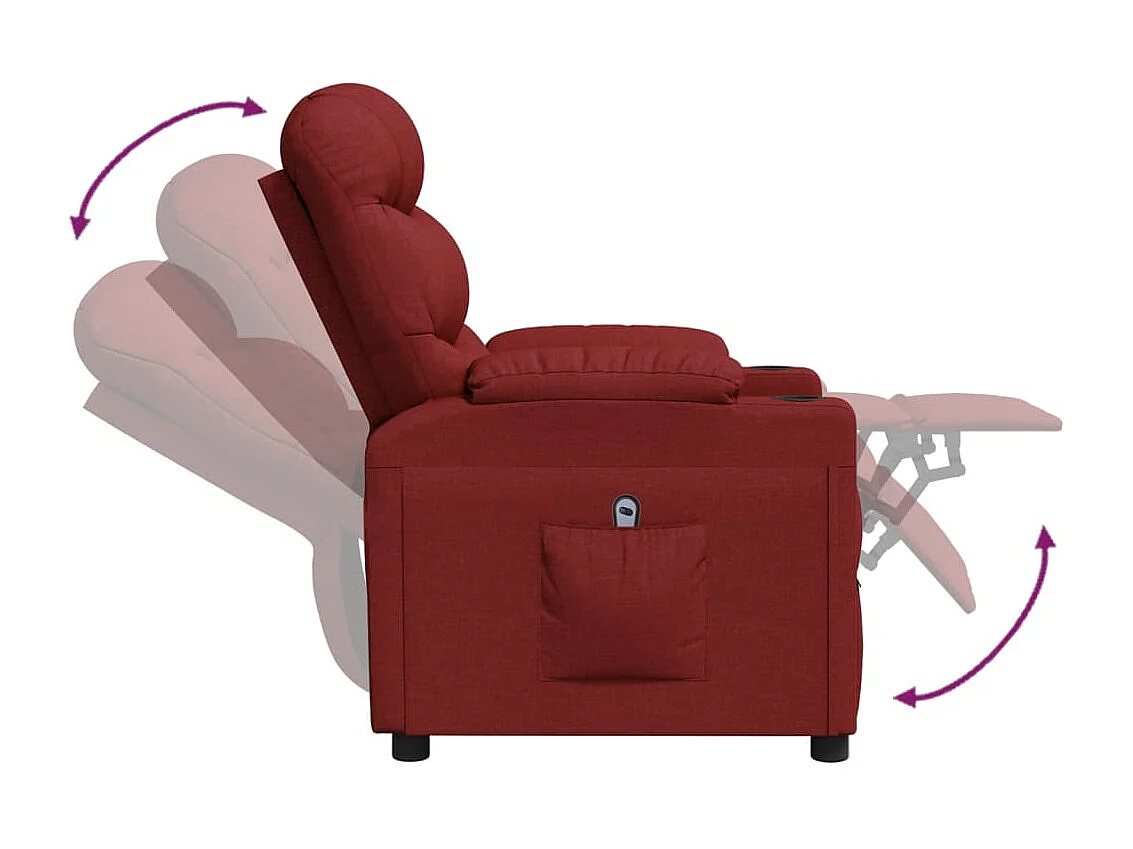Fauteuil inclinable électrique-Chaise de relax-Fauteuil salon Rouge bordeaux Tissu SHL1014