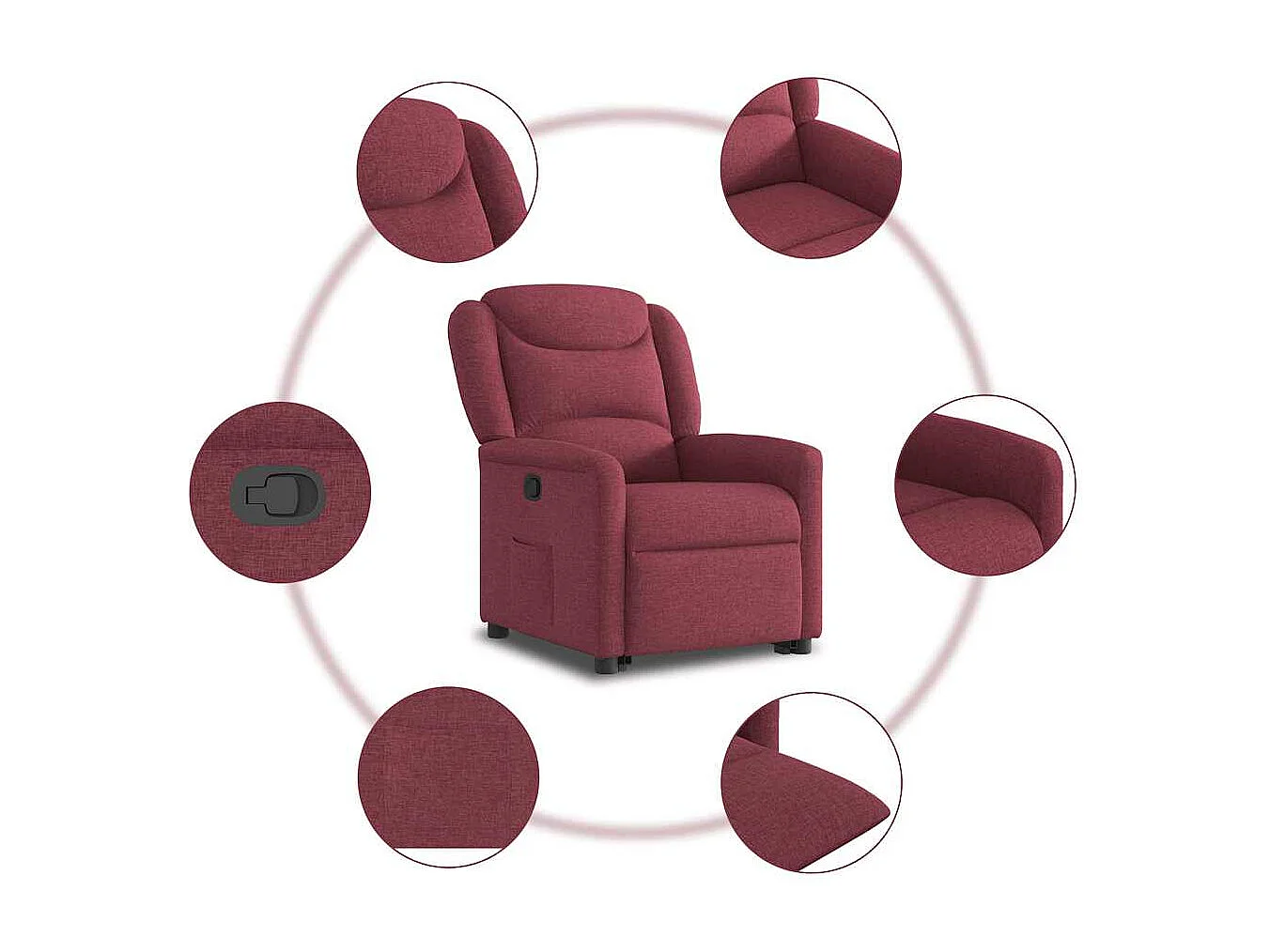 Sillón de relax | Silla | Sillón reclinable elevable tela rojo tinto SHL4659