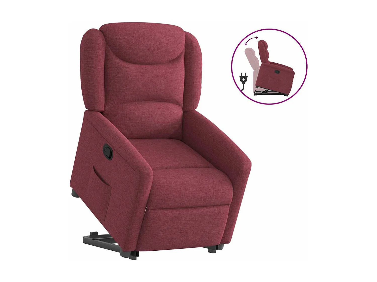 Fauteuil inclinable-Chaise de relax-Fauteuil TV rouge bordeaux tissu SHL3542