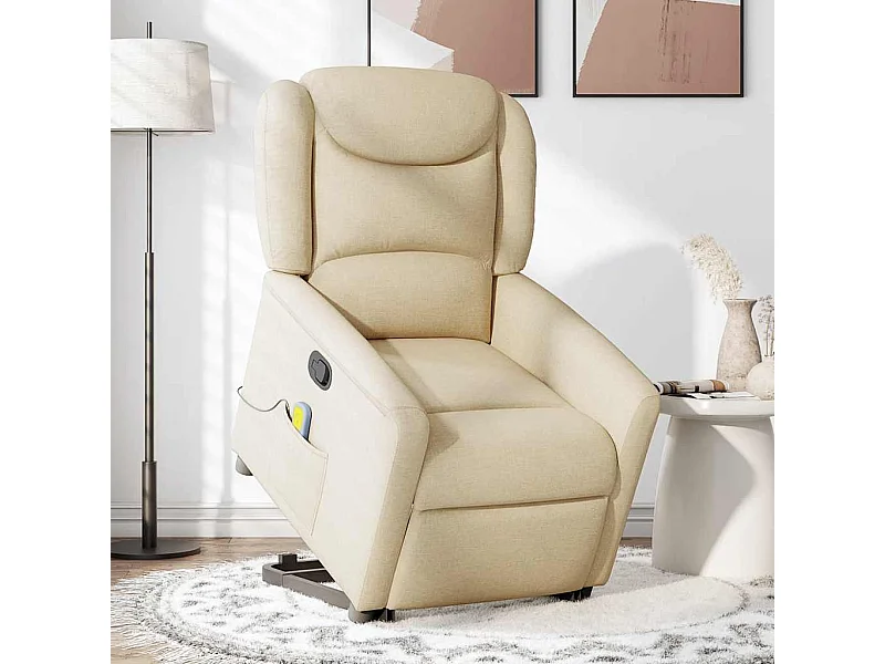 Poltrona elevatória de massagens tecido cor creme SHL576642