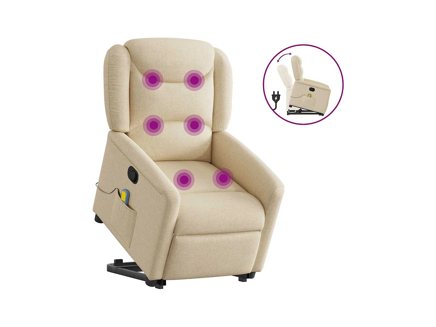 Poltrona elevatória de massagens tecido cor creme SHL576642