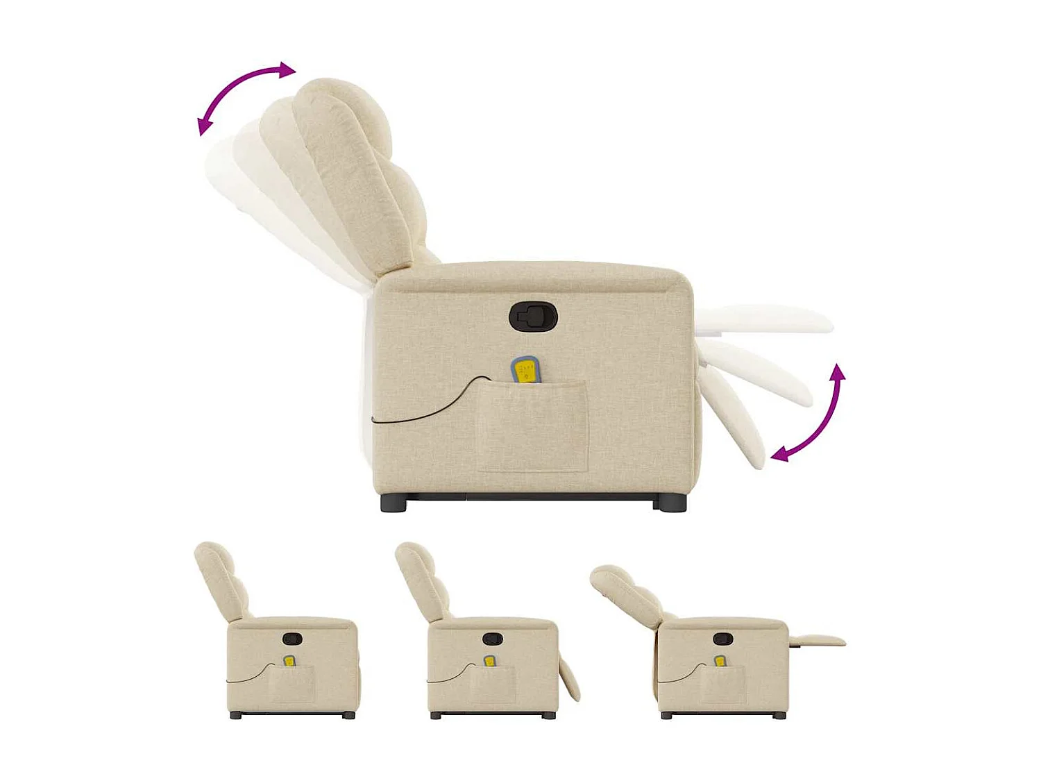 Poltrona elevatória de massagens tecido cor creme SHL576642