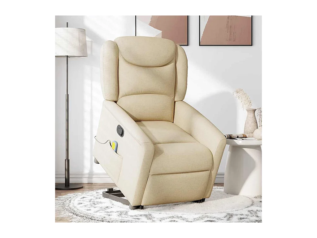 Fauteuil inclinable-Chaise de relax-Fauteuil de Massage Crème Tissu SHL2150
