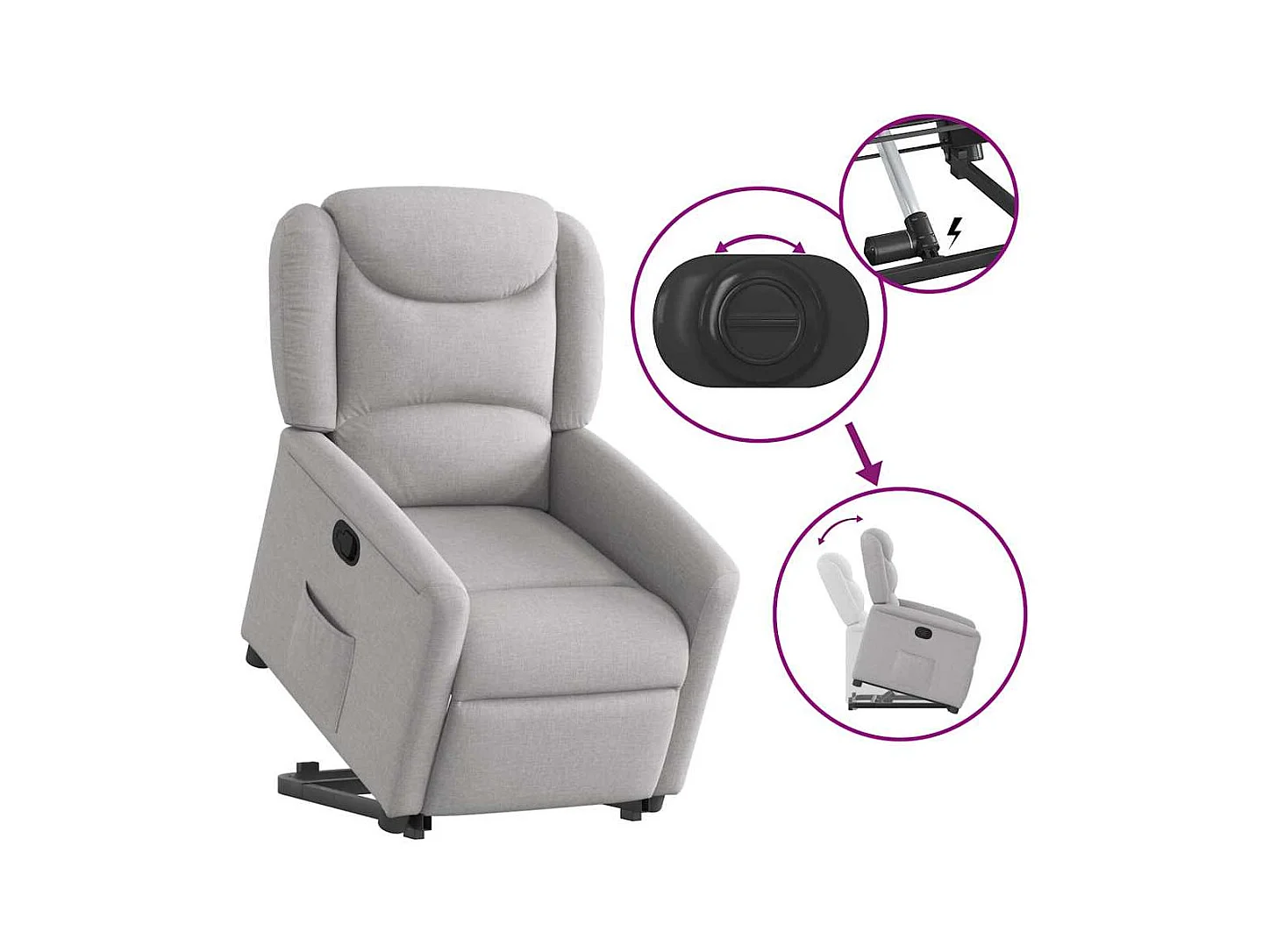 Sillón de relax | Silla | Sillón reclinable elevable de tela gris nube SHL5150