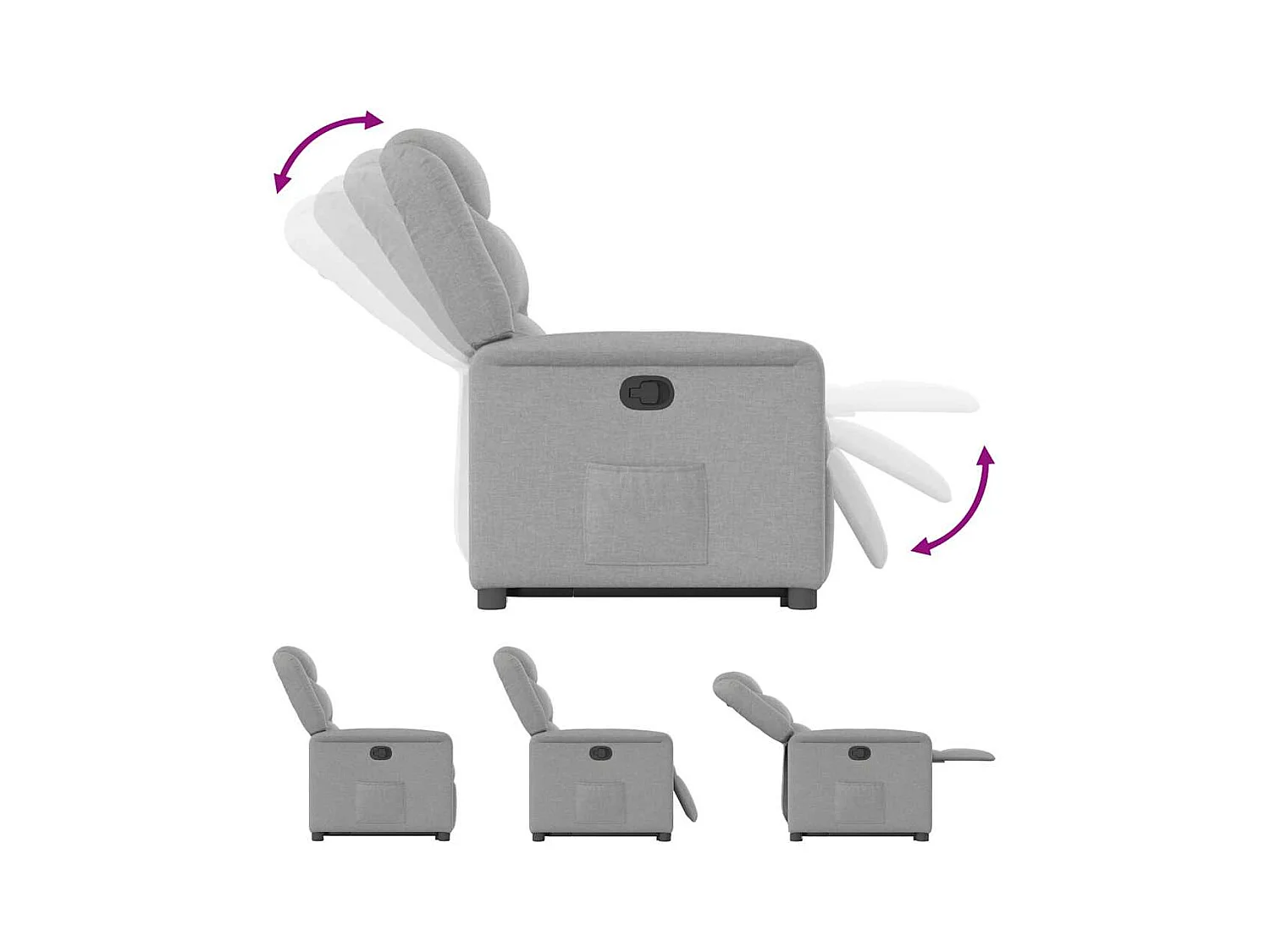 Sillón de relax | Silla | Sillón reclinable elevable de tela gris nube SHL5150