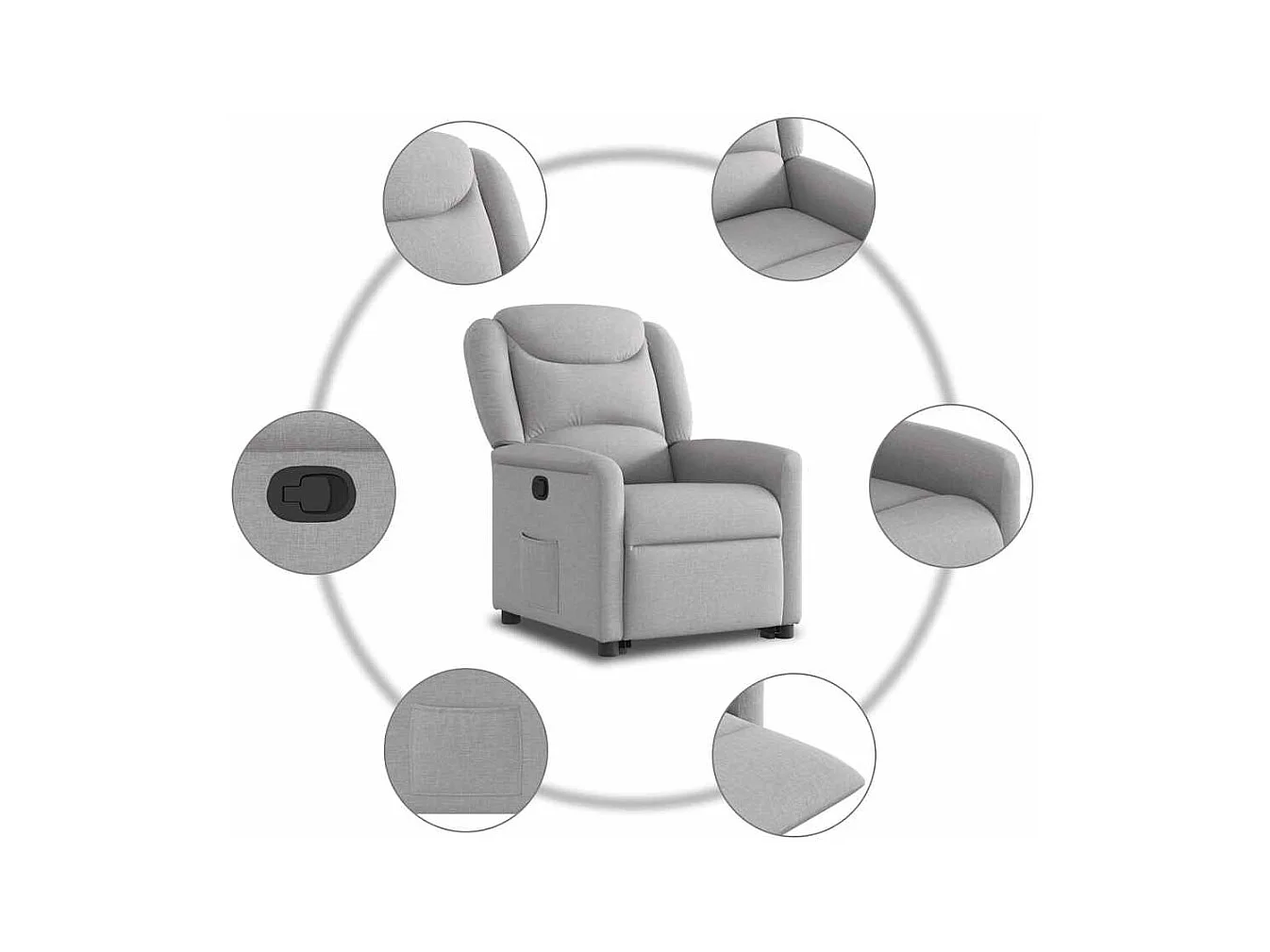 Sillón de relax | Silla | Sillón reclinable elevable de tela gris nube SHL5150