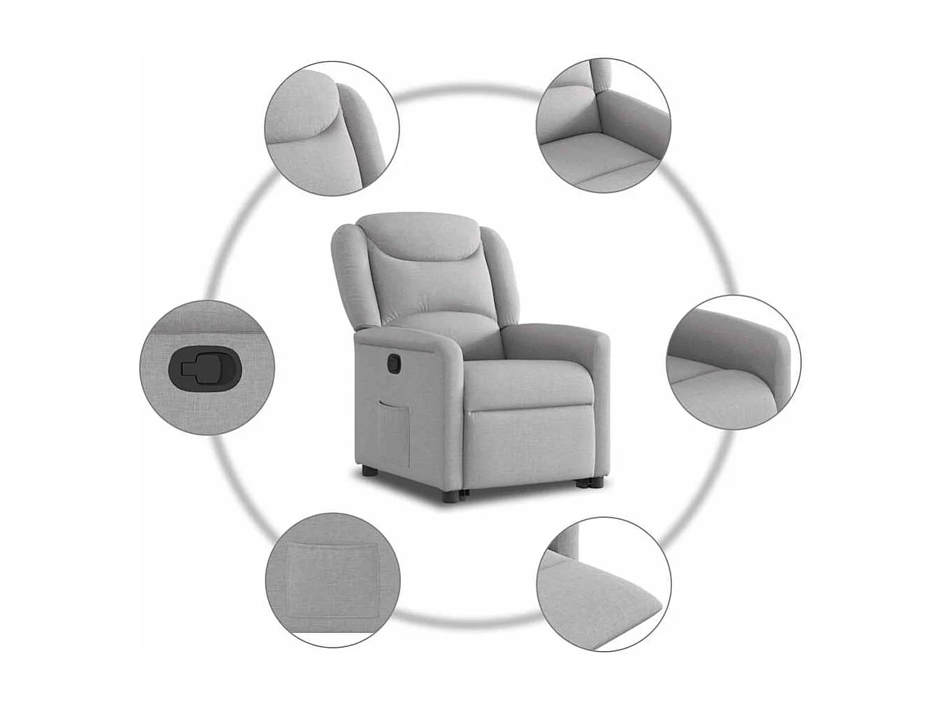 Fauteuil inclinable-Chaise de relax-Fauteuil TV gris nuage tissu SHL4752