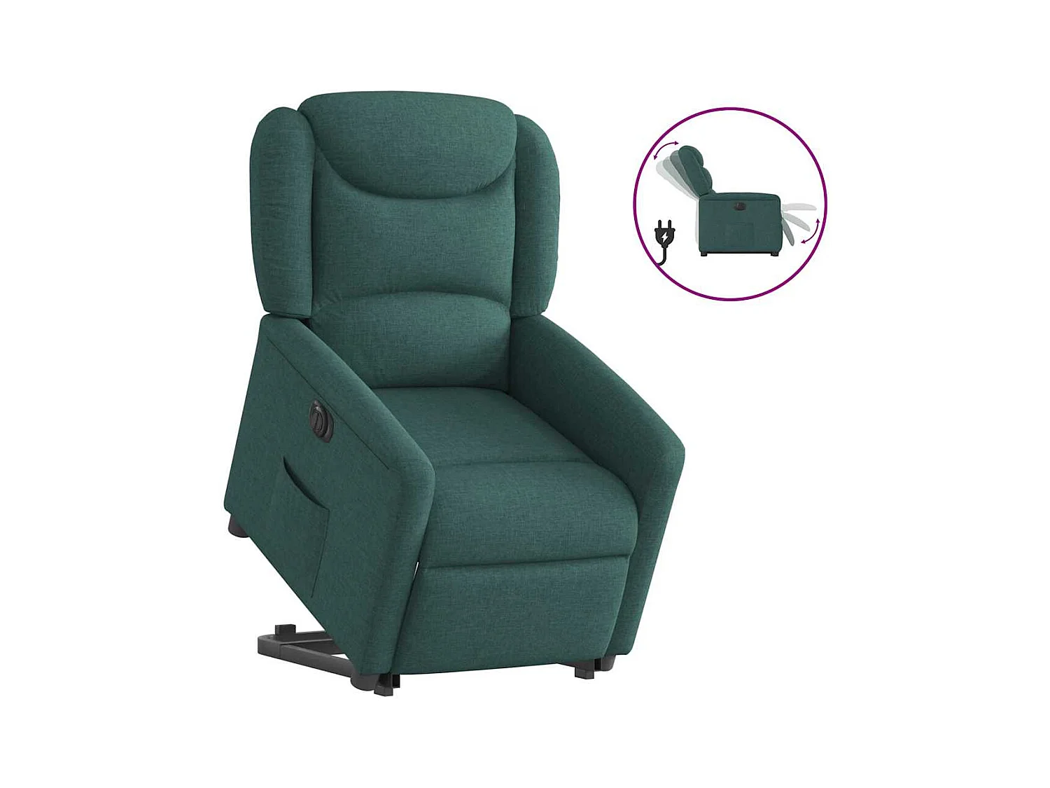 Silla de relax | Sillón eléctrico reclinable elevable de tela verde oscuro SHL8968