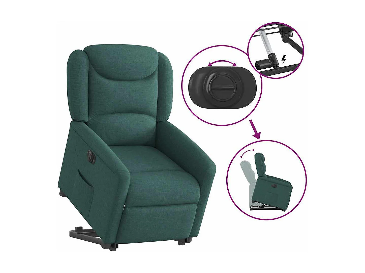Fauteuil inclinable électrique-Chaise de relax-Fauteuil TV vert foncé tissu SHL1104