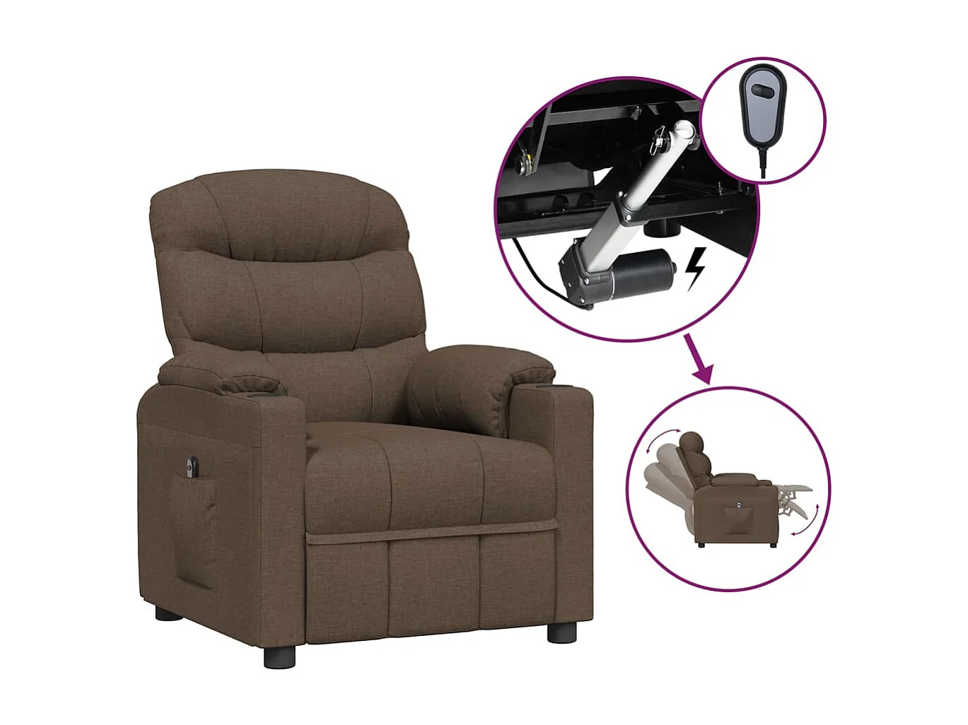 Fauteuil inclinable électrique-Chaise de relax-Fauteuil salon Marron Tissu SHL3177