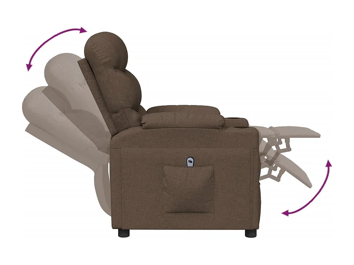 Fauteuil inclinable électrique-Chaise de relax-Fauteuil salon Marron Tissu SHL3177