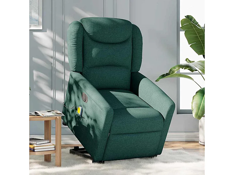 Fauteuil inclinable électrique-Chaise de relax-Fauteuil de Massage Vert foncé Tissu SHL4011