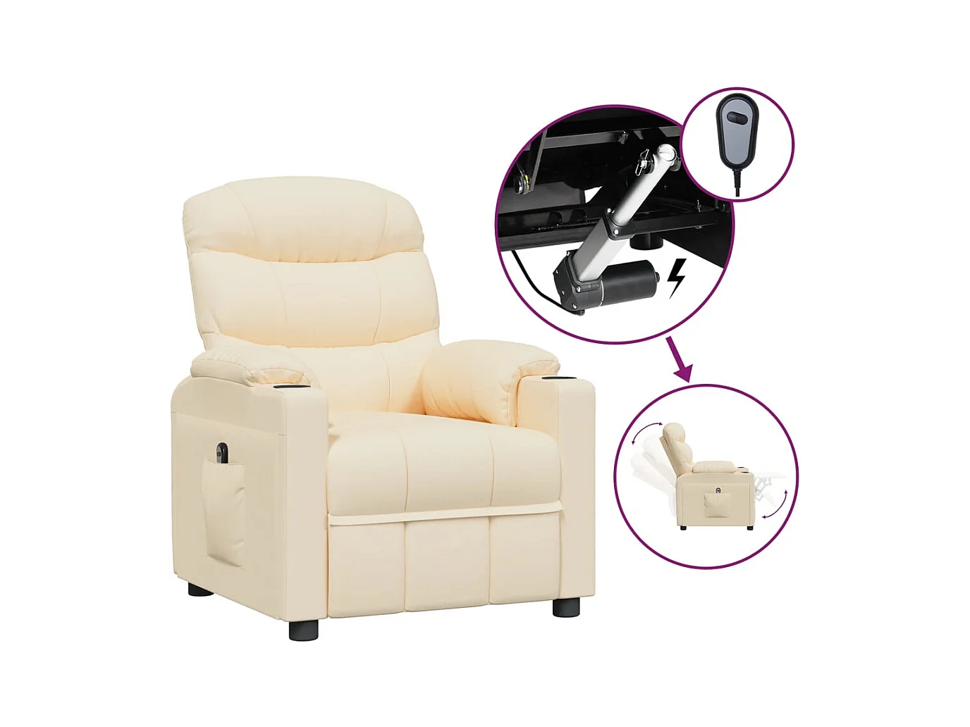 Fauteuil inclinable électrique-Chaise de relax-Fauteuil salon Crème Tissu SHL4225