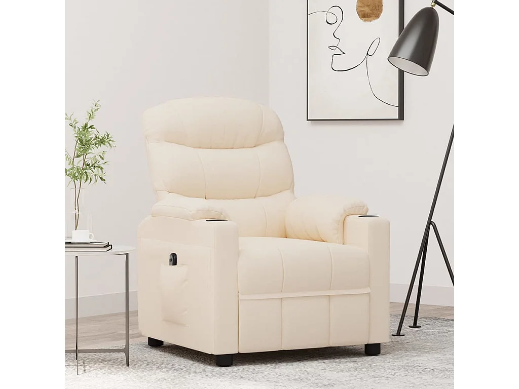 Relaxsessel Elektrisch | Lounge Sessel indoor Creme Stoff SHL81117