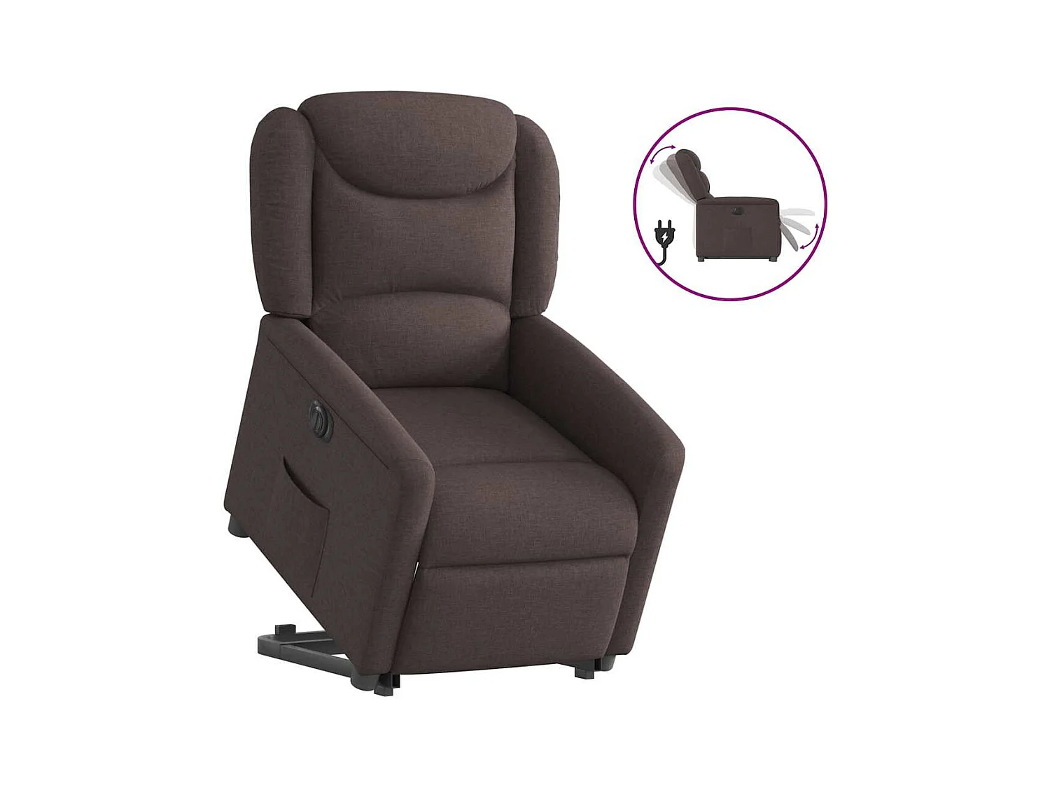 Silla de relax | Sillón eléctrico reclinable elevable de tela marrón oscuro SHL3398