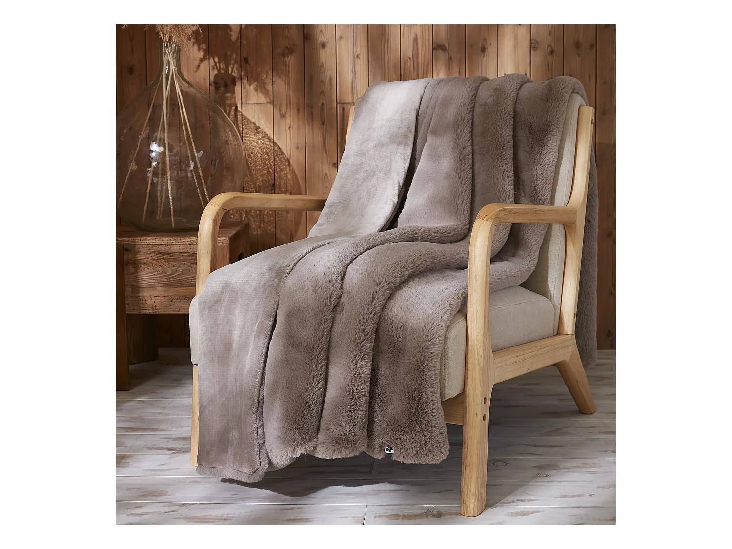 Plaid fourrure chaud taupe 140x200 Odin