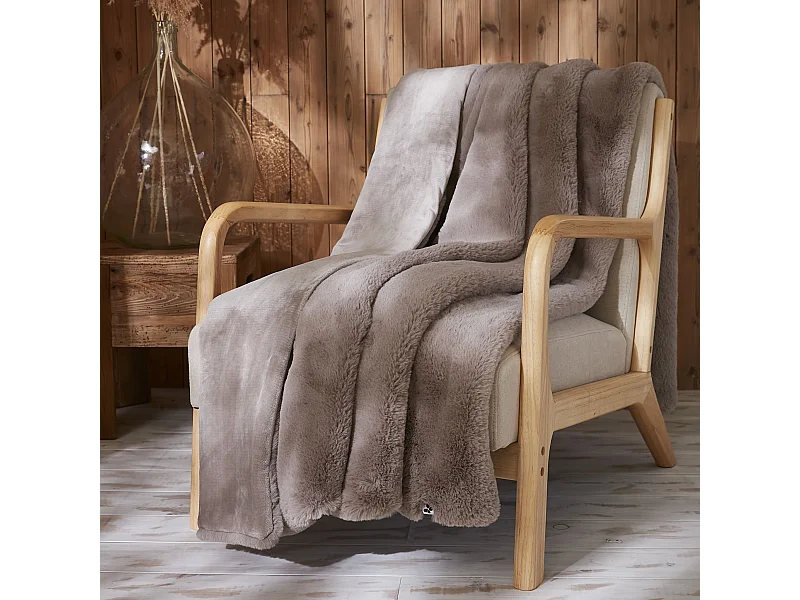 Plaid fourrure chaud taupe 140x200 Odin